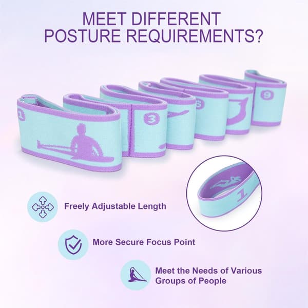 Elastisk yogabånd til fysioterapi, dans, yoga, pilates, gymnastik, elastisk pilates, elastik til kvinder og mænd