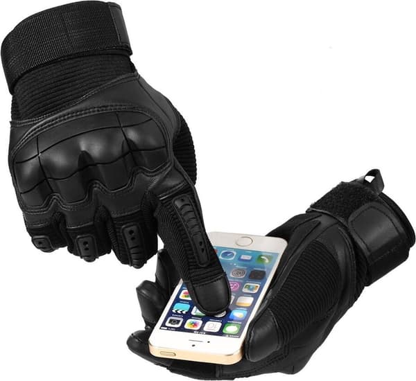 Luksus motorcykelhandsker med kno-beskyttelse - Velcro - Sort - Størrelse M