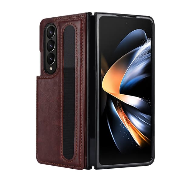 SAM Galaxy Z Fold7, Foldbart telefoncover med penneholder, Brun