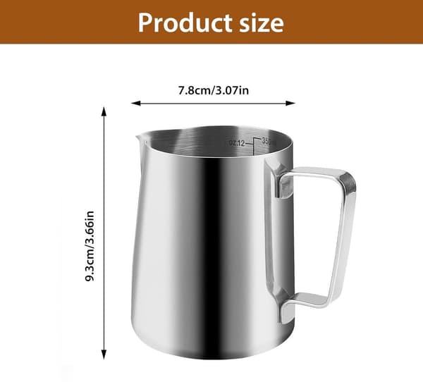 Melkeskummer - med størrelsesmarkeringer - rustfritt stål - 350 ml