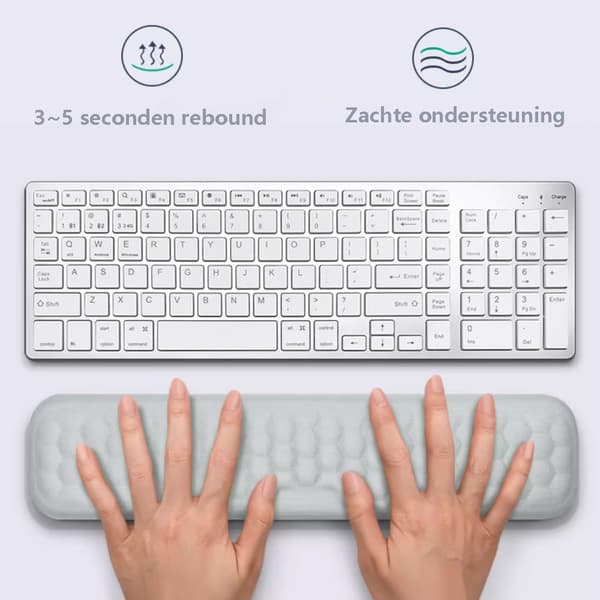 Håndboldstøtte til berøring og spil, håndledsstøtte, ergonomisk memory foam håndstøttesæt til skrivebord og spil (grå)