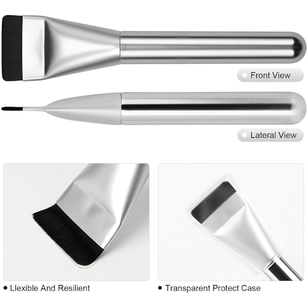 2-pack platta foundationborstar - sminkborstar - maskborstar - silver