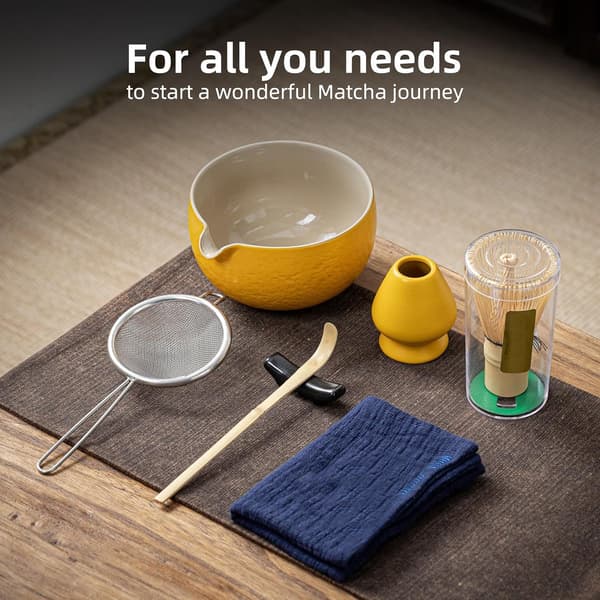 Matcha Set, 7-delars Matcha Startkit, Bambu Matcha Visp, Sked, Matcha Visphållare, Premium Matcha Set