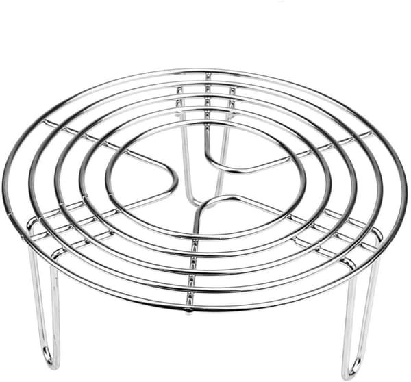 Todelt dampstativsett - 7-hulls multifunksjonelt sammenleggbart eggdampstativ - 17 x 17 x 5 cm (sølv)