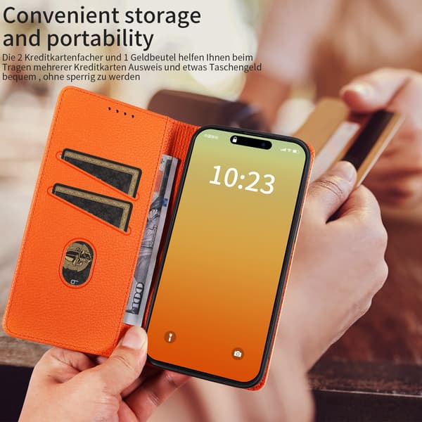 Kompatibel med iPhone 16 Pro Max deksler, Apple deksler, tyverisikre flipdeksler (Vinrød)