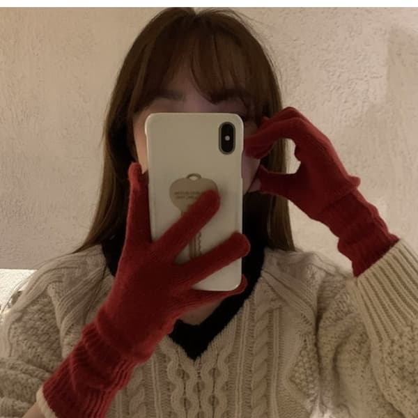 Varme efterår/vinter handsker, fingerløse touchscreen handsker, blomme pink