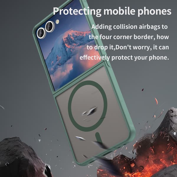SAM Galaxy Z Flip 7 Sammenleggbart deksel, PU Støtsikkert deksel (Blå)