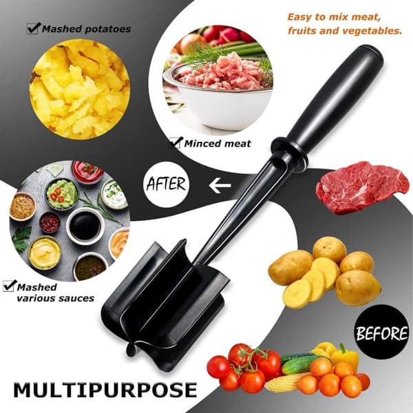 2-pack multifunktionell köttkvarn, hamburgerhackare, potatisstöt, köttkvarn, köksredskap (svart och grön)