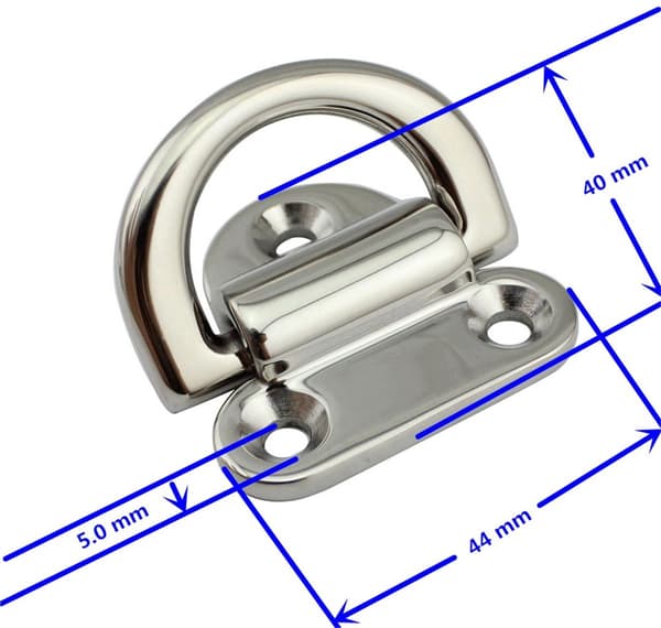316 rustfrit stål rigging hardware, 8 mm foldepude, øje, D-lås monteringsclips, 1 stk