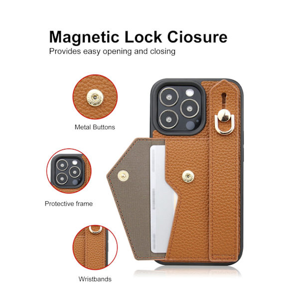 iPhone 15 Pro Max, håndledsrem etui, kortholder etui (sort)