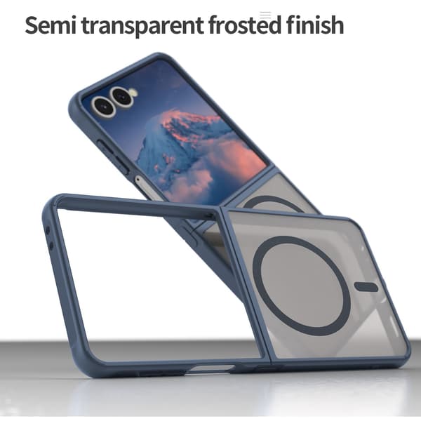 SAM Galaxy Z Flip 7 Sammenleggbart deksel, PU Støtsikkert deksel (Blå)