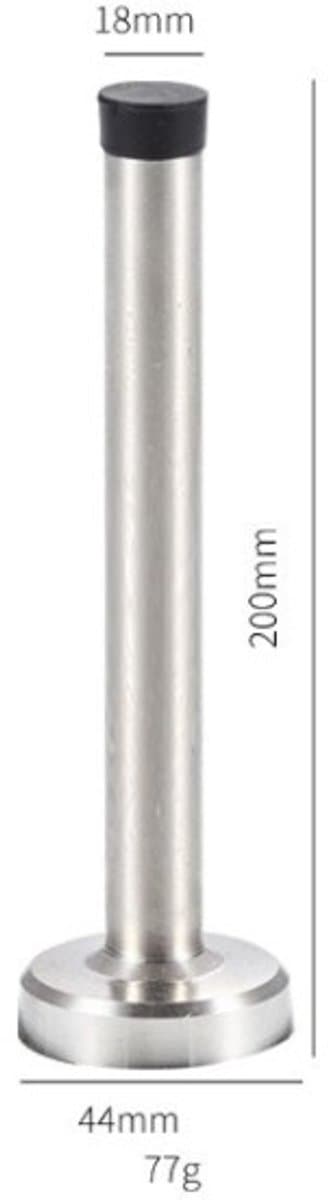 1-delt dørstopper - 20 cm lang dørstopper, moderne rustfrit stål - med støjreducerende gummihovedbeskyttelsesdæksel
