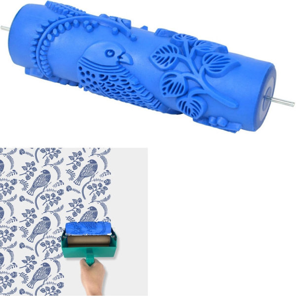 1 styck - Mönstrad dekorativ roller - Väggtextur 7-tums roller - Blå