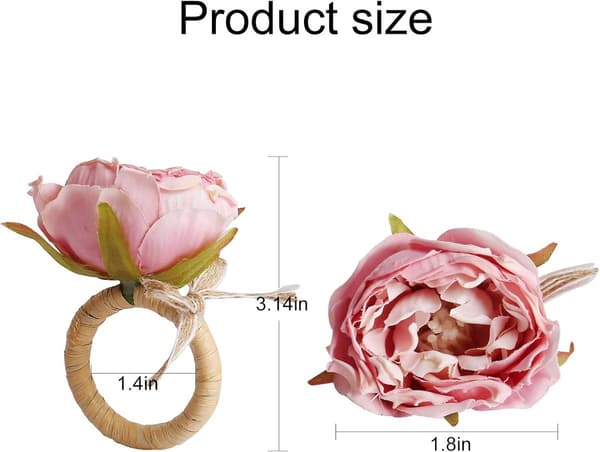 8 Blomster Servietringe - Pink Håndlavede Servietringe - Til Borddekoration