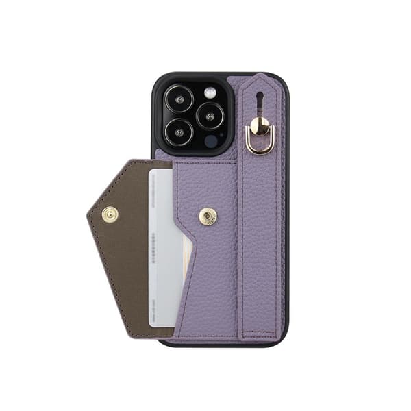 iPhone 14, armbånd-deksel, kortholder-deksel (lilla)