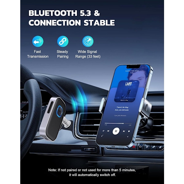 Bluetooth-mottaker - BT 5.0, 3,5 mm AUX, Bluetooth-mottaker aux - Bluetooth-mottaker bil - Bluetooth-mottaker bil aux - Bluetooth-mottaker