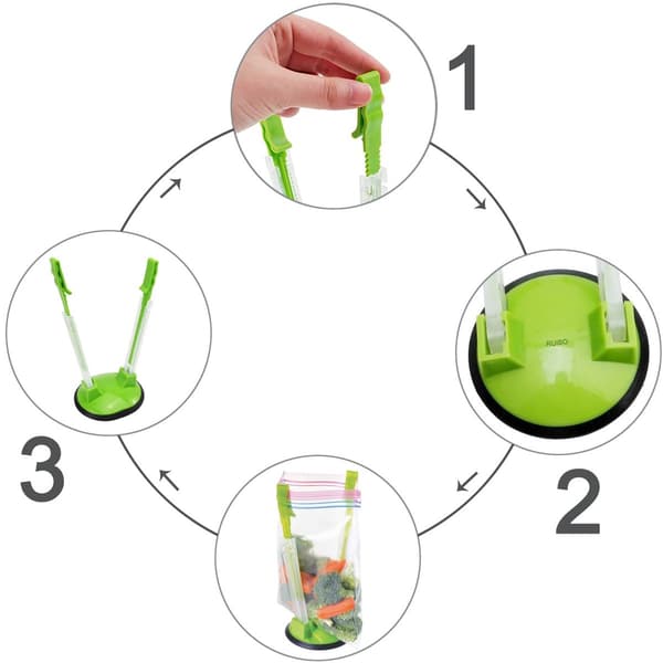 Matberedningspåse/Plastfryspåse/Zip-påsehållare, Måltidsplanering/Förberedelsepåsehållare, 4-pack, Grön