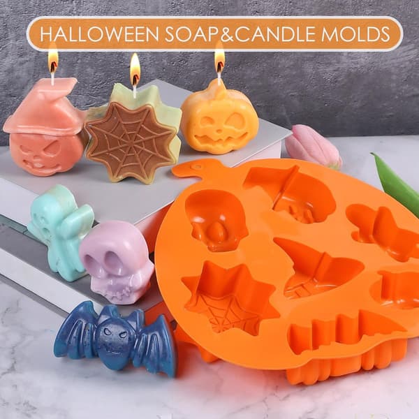 2-delt sæt - Halloween forme - Bageform til småkager - Græskarforme - 7 mønstre - Orange - 26*26 cm
