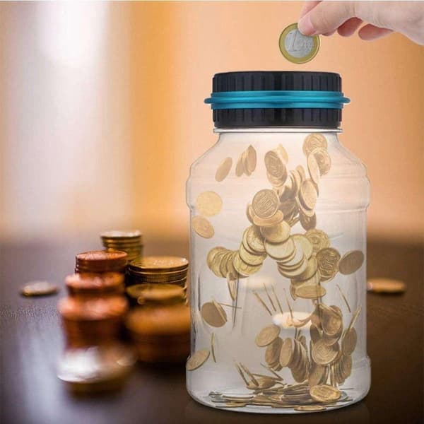 1,8 l - Läpinäkyvä - Digitaalinen kolikkolaskuri - Sininen