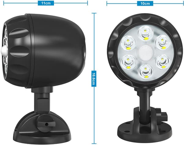 2 st LED-vägg-/strålkastare för utomhusbruk med rörelsesensor för trädgård/garage