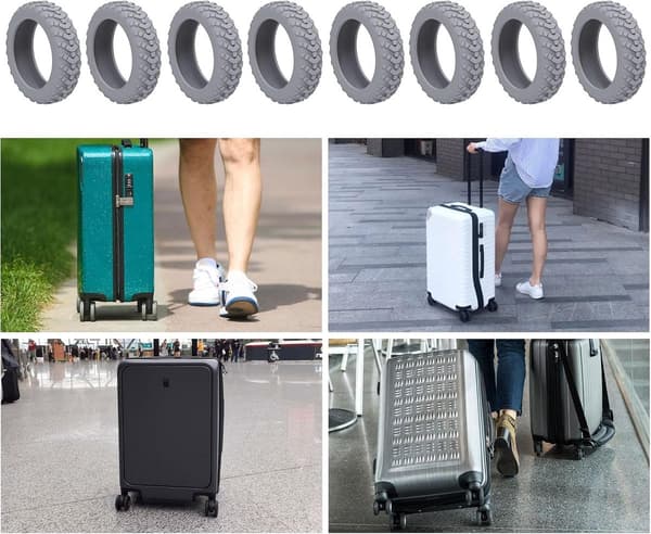 16-pack - Svängbara hjulskydd - Silikonhjulskydd - För att skydda bagagehjul - Halkfria - Grå