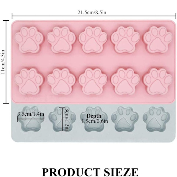 2 stk. DIY Bageform til kæledyr - Silikonebageform - Kageform til kæledyr - DIY Ris kageform (Pink)