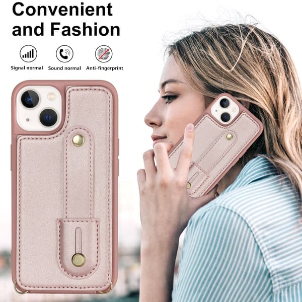 iPhone 11PRO, crossbody-deksel med stropp og stativ (rosa)