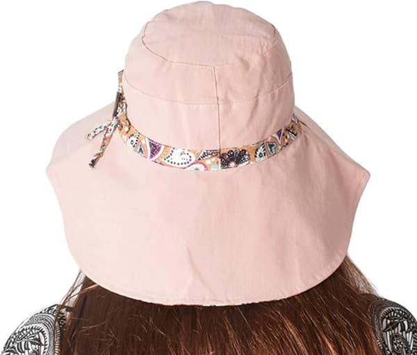 Reversibel solhatt for kvinner med bred brem - Sammenleggbar solhatt - Rosa