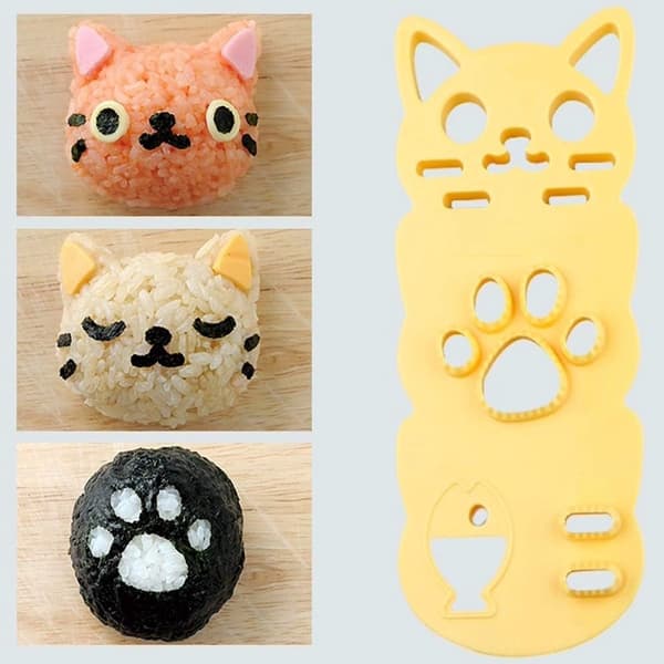 Onigiri Form, 5-delt Sushi Maker, Sød Kat Risbolle Form Sæt, DIY Sushi Bento Køkkenforme