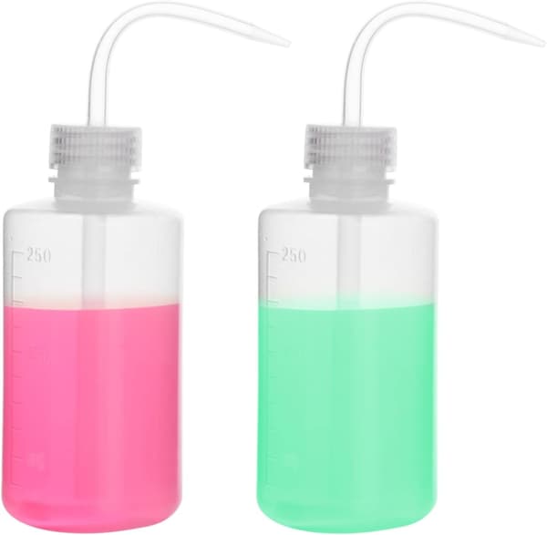 Tvättflaskor, 2-pack plast tvättflaskor av pressmodell, LDPE smal hals (250 ml, 2 flaskor)