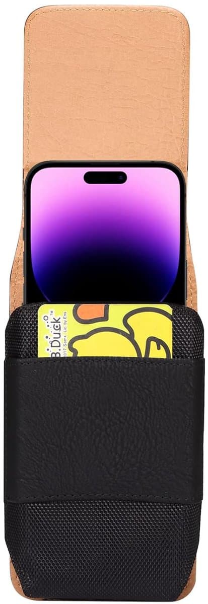 Mobiltelefon Bæltetaske, Sort, Læder, Unisex