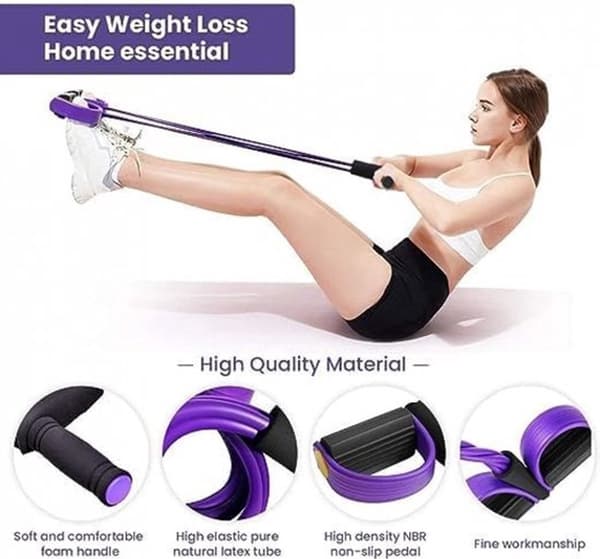 Elastisk Abdominal Træner - Modstandspedalbælte - Abdominal Muskeltræner - Lilla