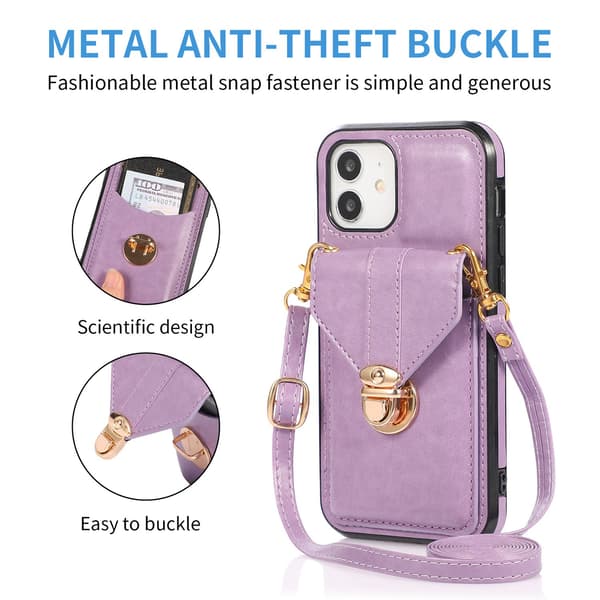 iPhone 15 Plus, kortholderdeksel, crossbody PU-deksel (blå)