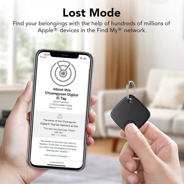 GPS Tracker, 2 stk., GPS tracker med app, Tyverisikring, Bluetooth Tracker til Apple Find My APP (kun iOS), GPS Tracker med nøglering