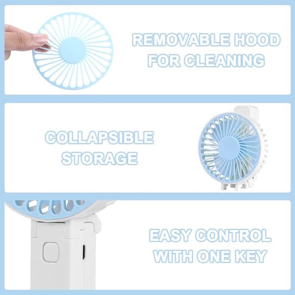 Håndholdt ventilator - Mini ventilator - Genopladelig - Tre tilstande - Lille bærbar ventilator med USB (Grøn)