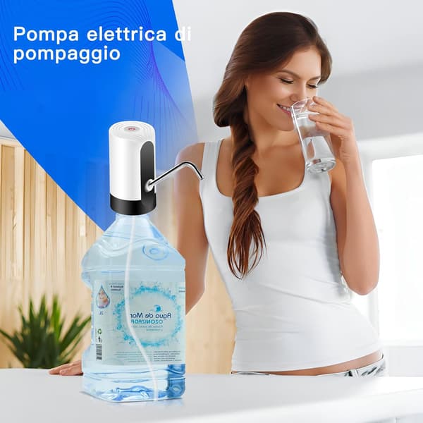 Automatisk vattendispenser, USB elektrisk vattenpump, portabel vattenflaskpump - vit