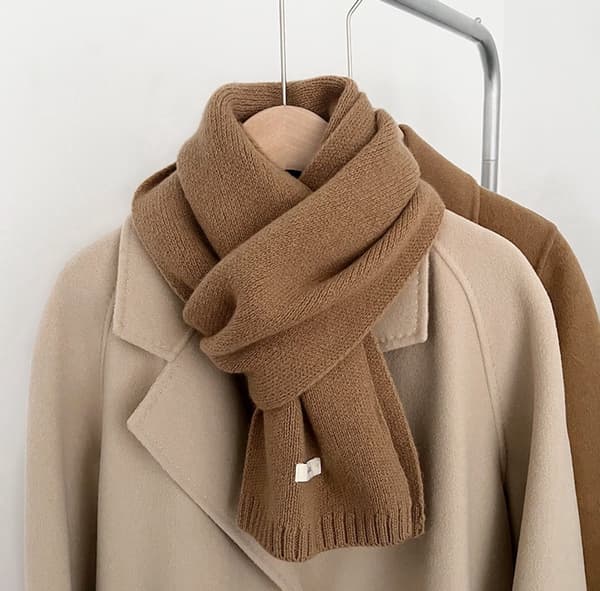 Stickad Vinterhalsduk - Unisex Enfärgad Stickad Lång Halsduk - 155*20cm, Kaffebrun