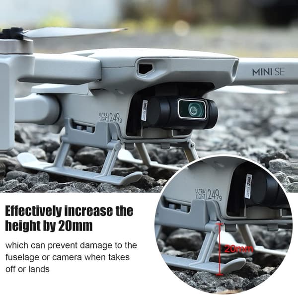 Foldbart landingsstel til DJI Mavic Mini/2/SE, udvidet landingsstel til droner - grå