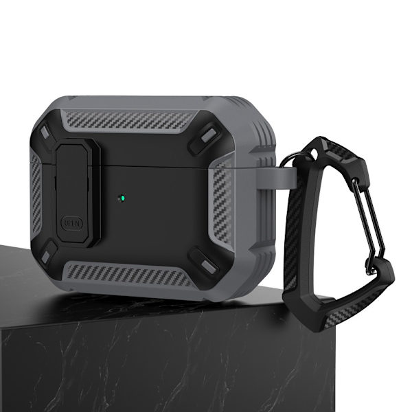 AirPods 4, etui, matte ørepropper, grå
