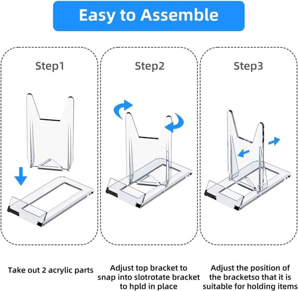 8-delt sæt - Akryl display stand - Justerbart transparent stativ - Samlerstaffeli
