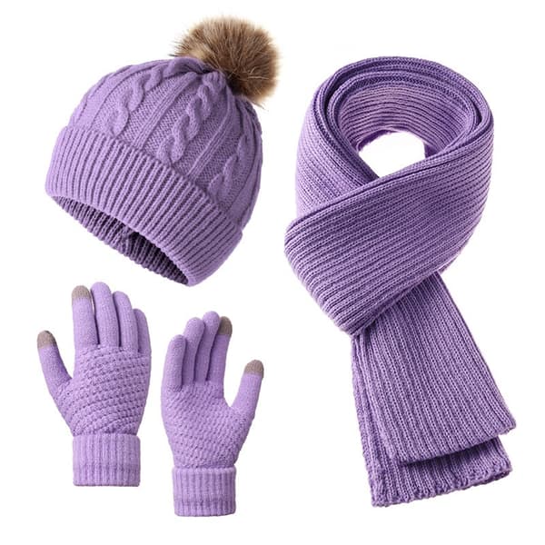 Vintergåva: Dam Höst/Vinter Varm Halsduk, Stickat Set, Violett