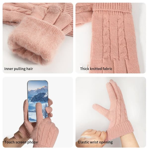 Strikkede handsker til kvinder, cykel touchscreen handsker, Beige