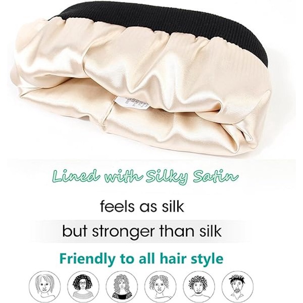 Stickad Vintermössa - Satinfoder - Varm, Bekväm och Lös Passform - Unisex (Gul)