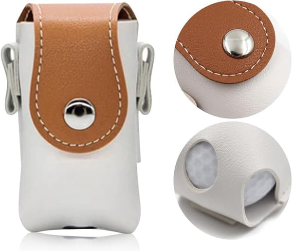 2-pack golfbälten, golfbollsamlare och förvaringsväskor (9,5 x 4,9 cm, blå och brun)