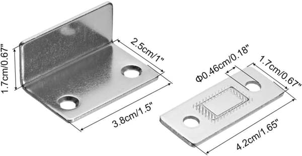 2-pack - Magnetiskt skåplås - Ultratunt L-format magnetlås - Skåplås (silver)