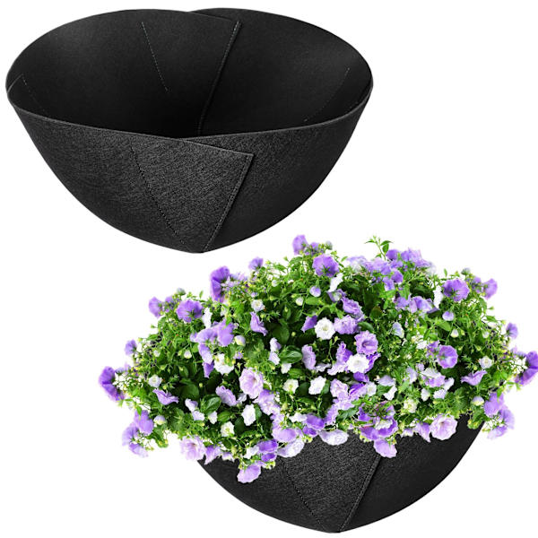 Växtkorgfoder - Tygkorgfoder - 35,5 x 16,8 cm Rund Rotbeskyddare Växtkorg - Trädgårdstillbehör - Svart