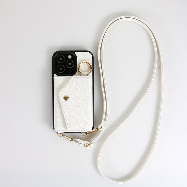 iPhone 15 Plus, mobilskal med snodd, TPU-mobilskal med SIM-kortplats, vit