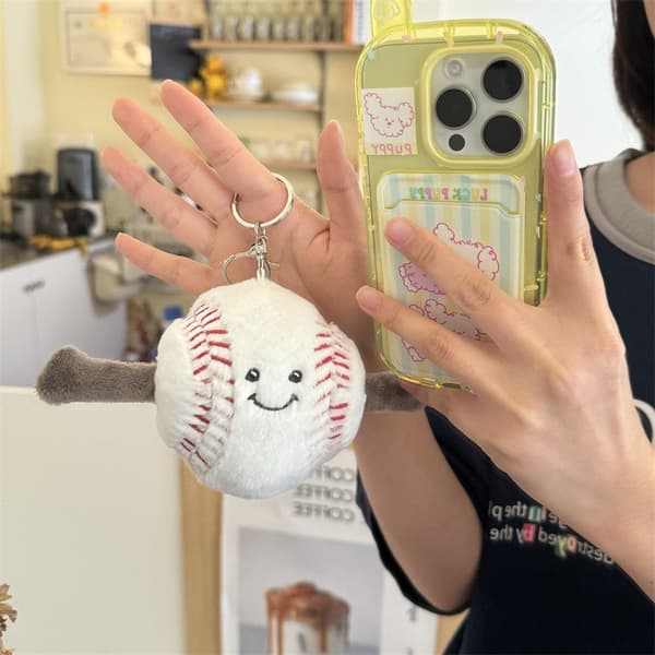 Fyldige nøgleringe, legetøjsdukkevedhæng, baseball-nøgleringe