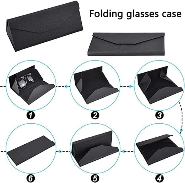 Vikbara glasögonfodral, 2 stycken, svart, PU-läder