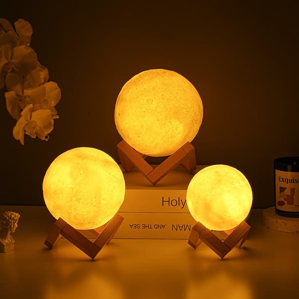 Månelampe - 6CM, Nattbordslampe, Nattlys
